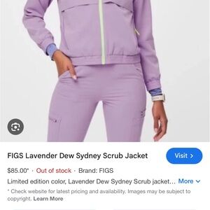Figs Lavender Dew Sydney Scrub Jacket NWOT size M